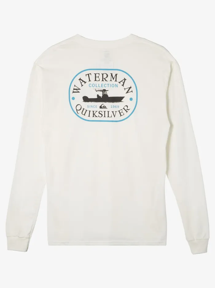 Men Quiksilver Tees Waterman Power Trip Long Sleeve TShirt Snow White Men Quiksilver Tees Waterman Power Trip Long Sleeve TShirt Snow White