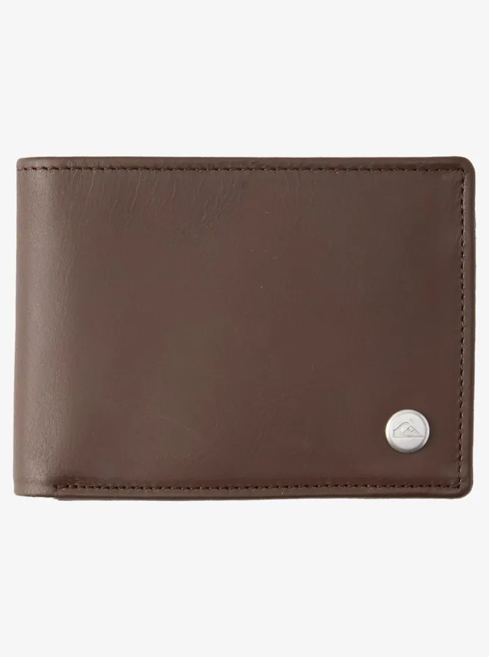 Men Quiksilver Wallets Mac TriFold Leather Wallet Chocolate Brown