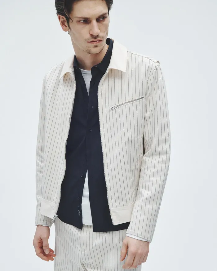 Men Rag and Bone Coats and Jackets Carter Cotton Shirt Jacket White Stripe