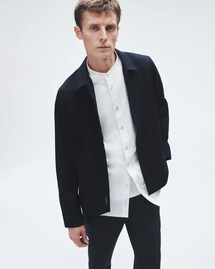 Men Rag and Bone Coats and Jackets Hyde Tropical Wool Shirt Jacket Navy