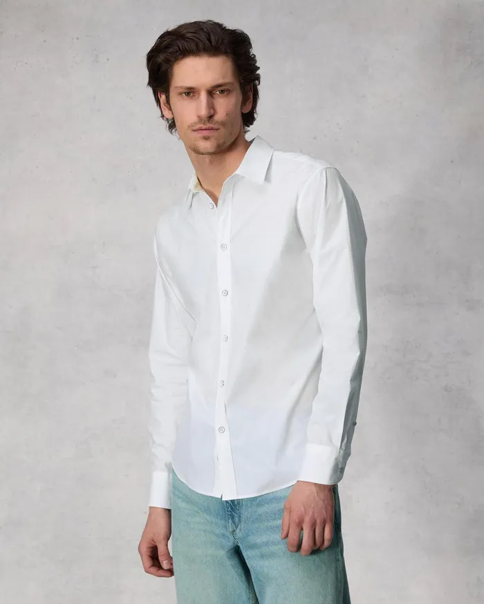 Men Rag and Bone Shirts Tomlin Cotton Poplin Shirt White