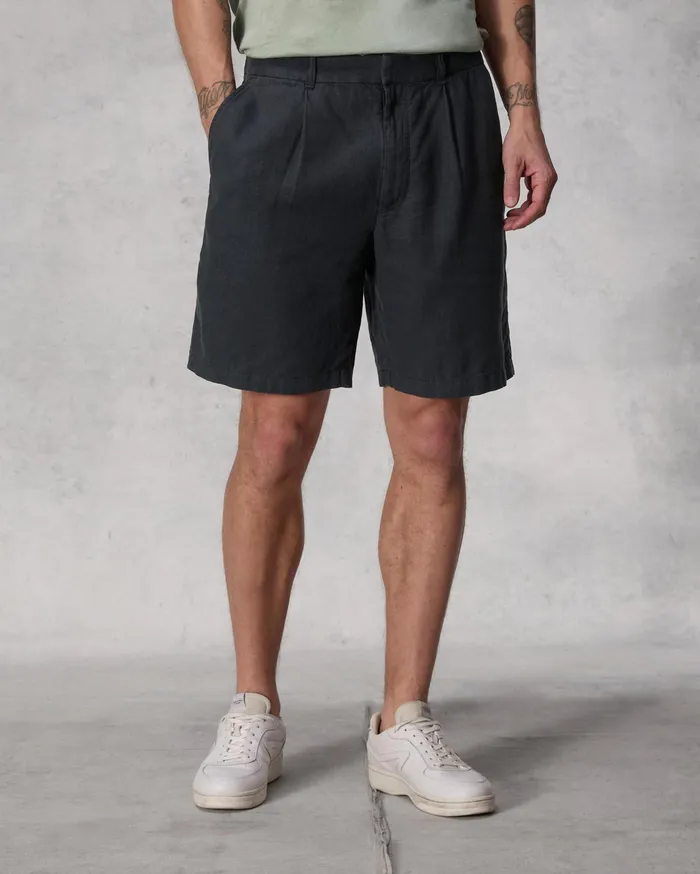 Men Rag and Bone Shorts Elliot Pleated Linen Short Black Men Rag and Bone Shorts Elliot Pleated Linen Short Black
