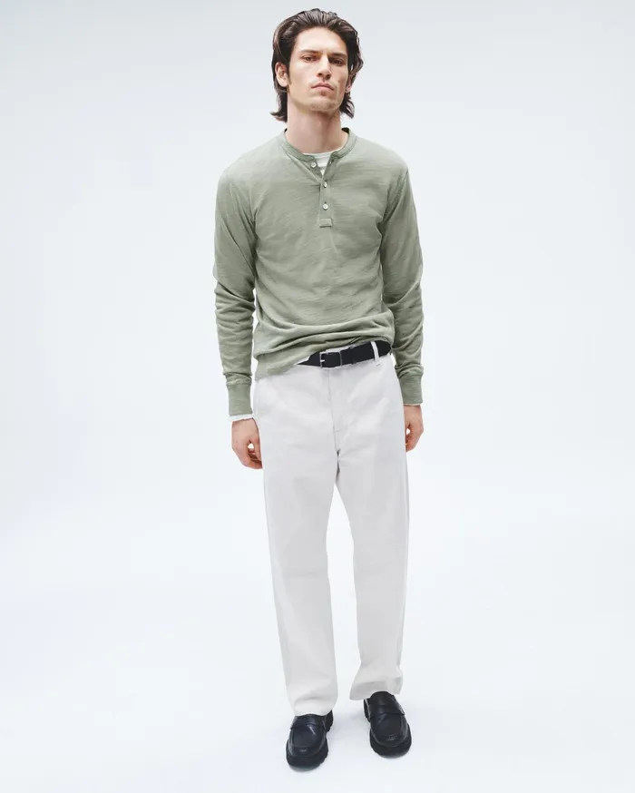 Men Rag and Bone TShirts Classic Flame Henley Dark Mint