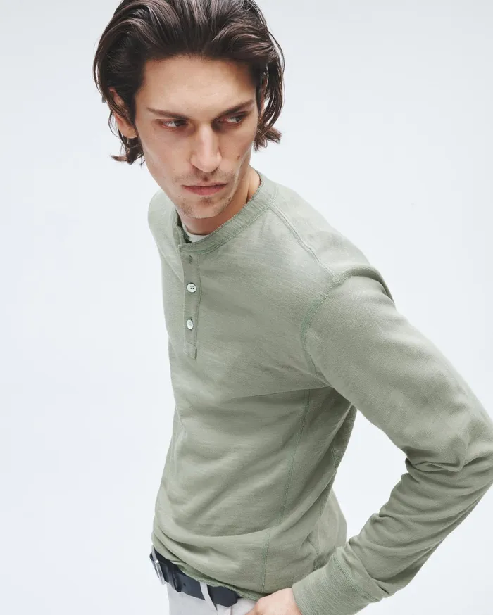 Men Rag and Bone TShirts Classic Flame Henley Dark Mint Men Rag and Bone TShirts Classic Flame Henley Dark Mint