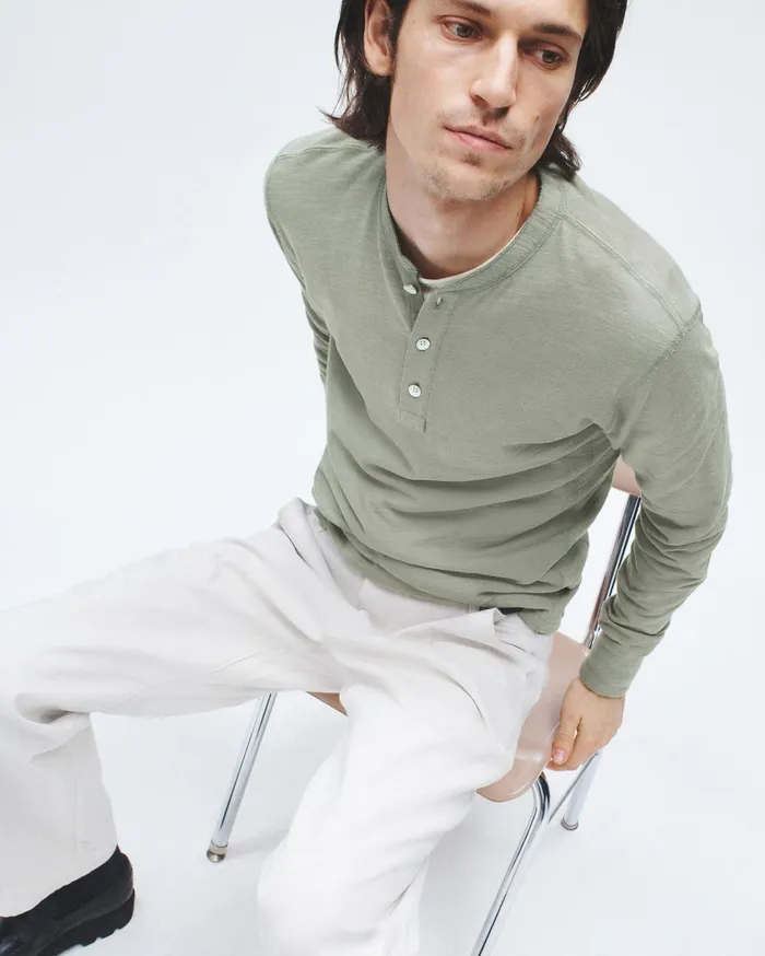 Men Rag and Bone TShirts Classic Flame Henley Dark Mint Men Rag and Bone TShirts Classic Flame Henley Dark Mint