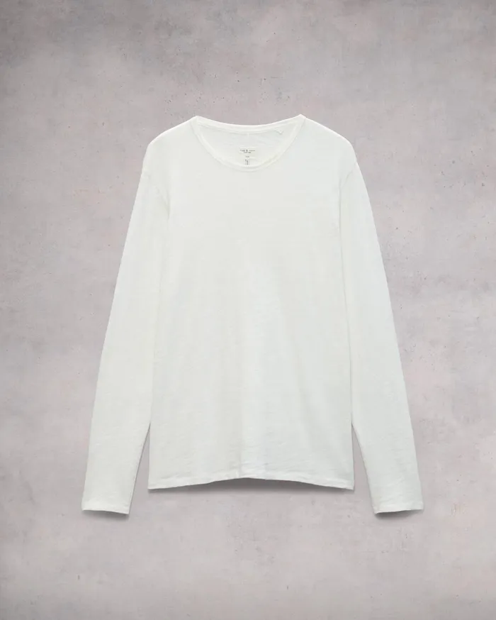 Men Rag and Bone TShirts Classic Flame Long Sleeve Tee White Men Rag and Bone TShirts Classic Flame Long Sleeve Tee White