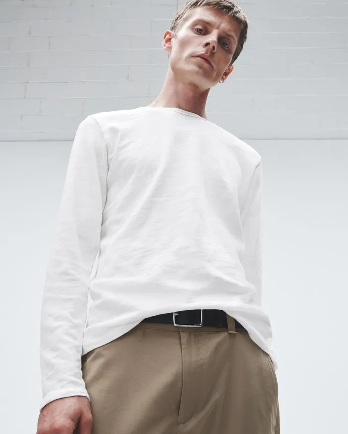 Men Rag and Bone TShirts Classic Flame Long Sleeve Tee White Men Rag and Bone TShirts Classic Flame Long Sleeve Tee White