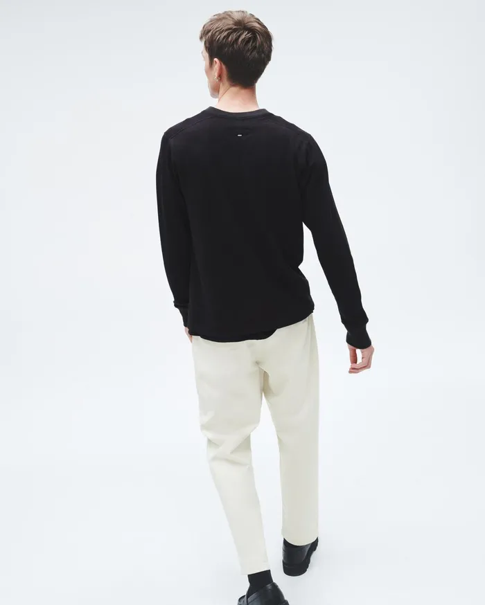 Men Rag and Bone TShirts Lightweight Waffle Henley Black