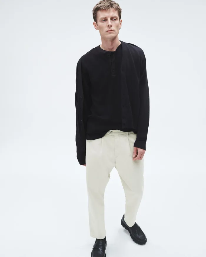 Men Rag and Bone TShirts Lightweight Waffle Henley Black