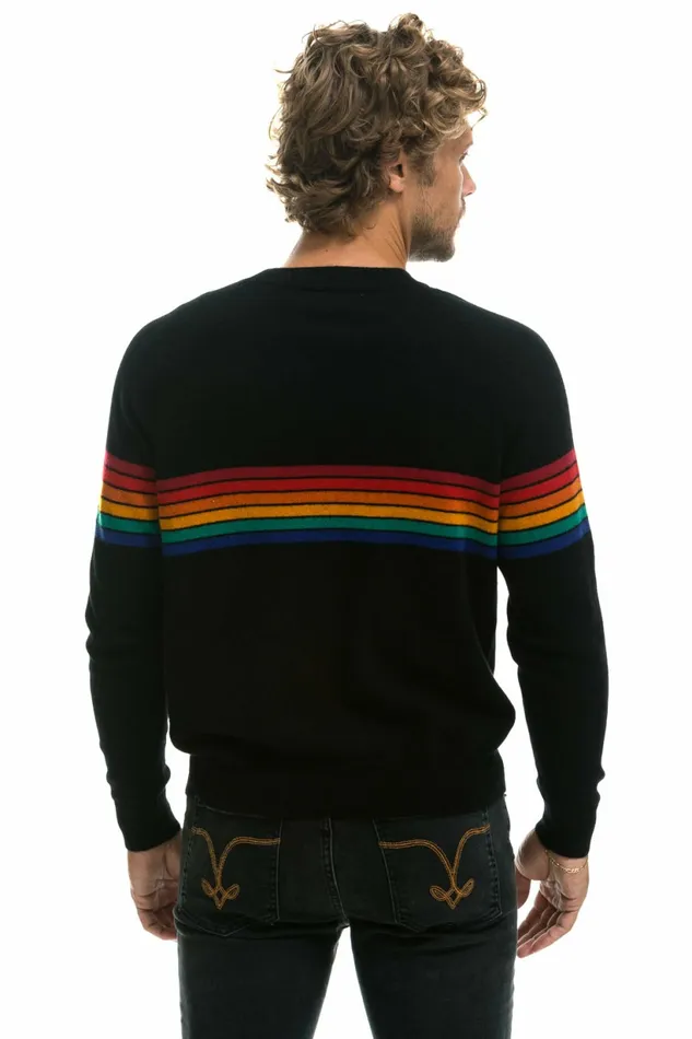 Men RAINBOW STRIPE 6 UNISEX CASHMERE SWEATER BLACK Aviator Nation CrewSweatshirts Men RAINBOW STRIPE 6 UNISEX CASHMERE SWEATER BLACK Aviator Nation CrewSweatshirts