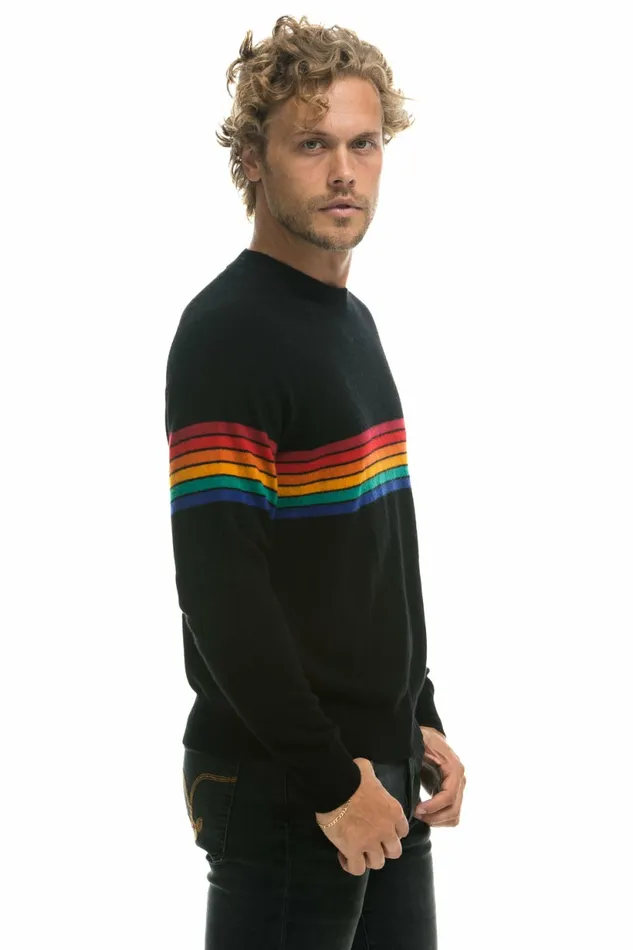 Men RAINBOW STRIPE 6 UNISEX CASHMERE SWEATER BLACK Aviator Nation CrewSweatshirts Men RAINBOW STRIPE 6 UNISEX CASHMERE SWEATER BLACK Aviator Nation CrewSweatshirts