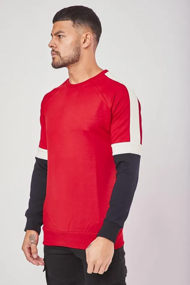 Men Red Brentiny Striped Sweatshirt Red Brentiny Paris Sweatshirts and Pullovers