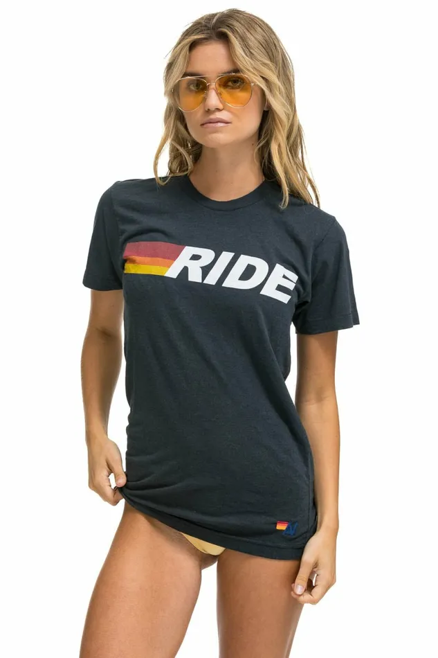 Men RIDE LOGO WHITE TEE 8211 CHARCOAL Aviator Nation Tees