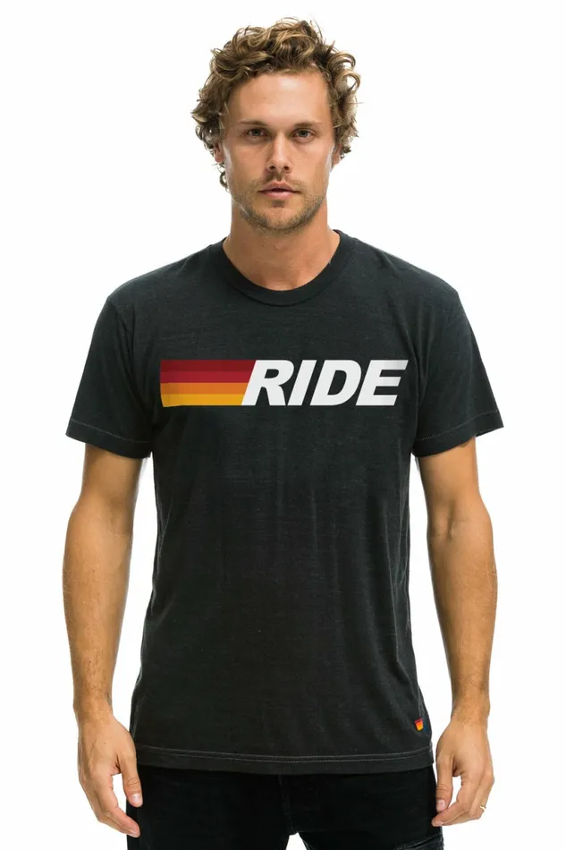 Men RIDE LOGO WHITE TEE 8211 CHARCOAL Aviator Nation Tees