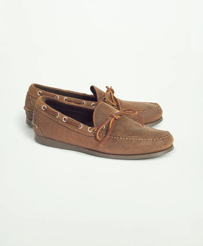 Men Sconset Camp Moc In Leather Dark Brown Brooks Brothers Shoes