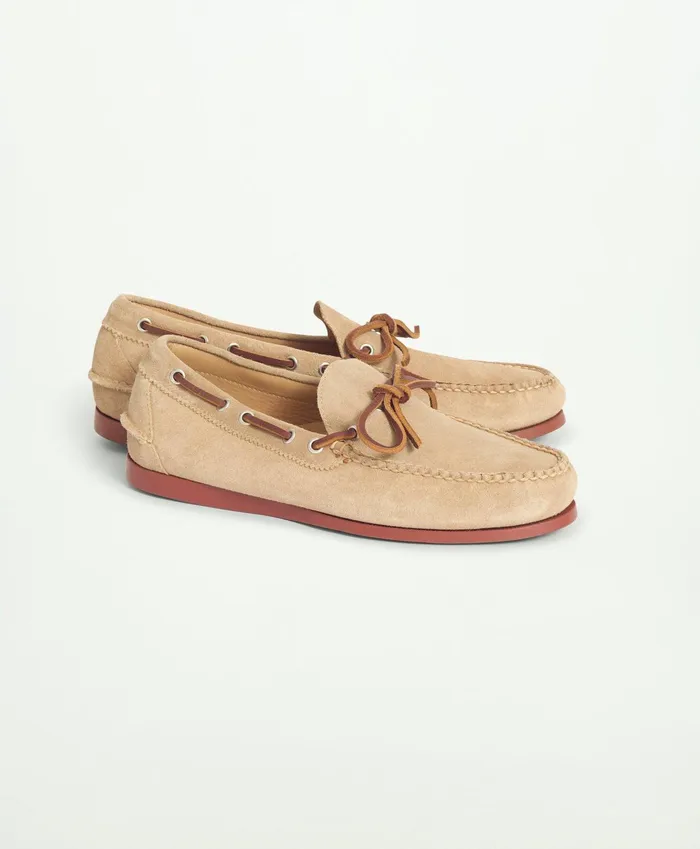 Men Sconset Camp Moc In Suede Stone Brooks Brothers Shoes