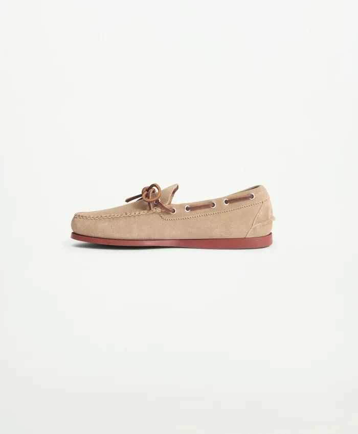 Men Sconset Camp Moc In Suede Stone Brooks Brothers Shoes