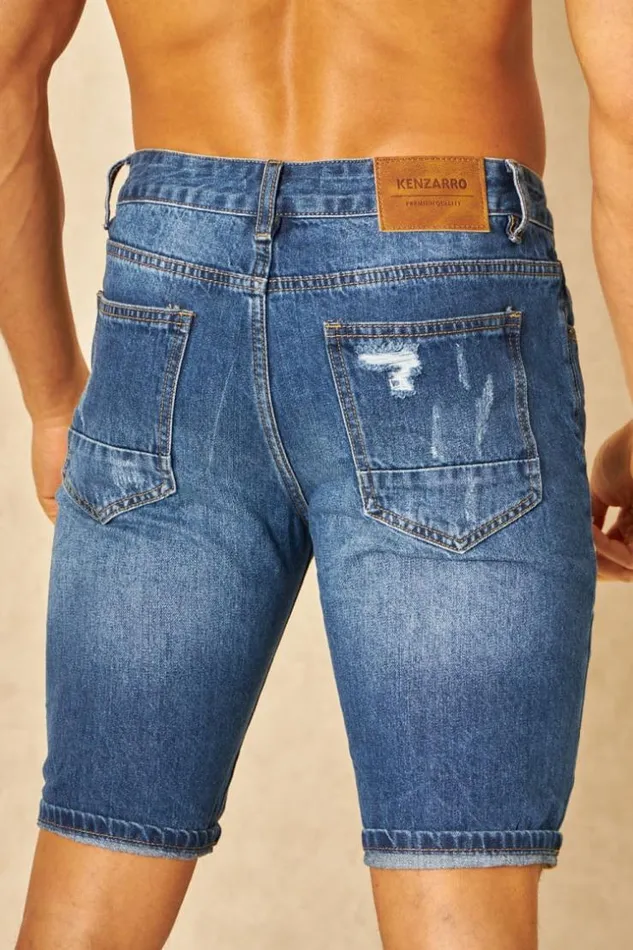 Men Short En Jean Dchir Bleu Blue Brentiny Paris Shorts