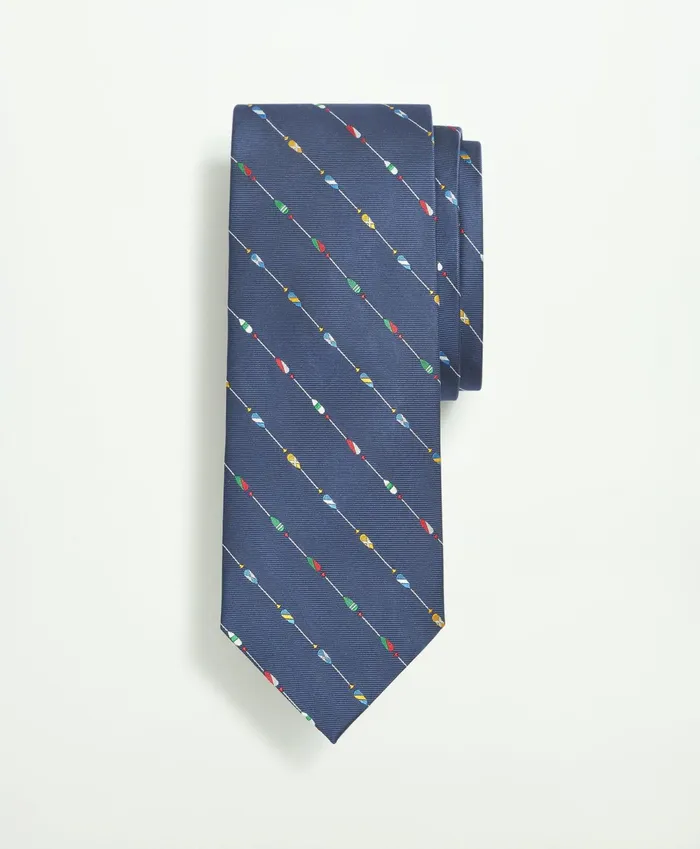 Men Silk Oar Stripe Tie Navy Brooks Brothers Ties and Pocket Squares