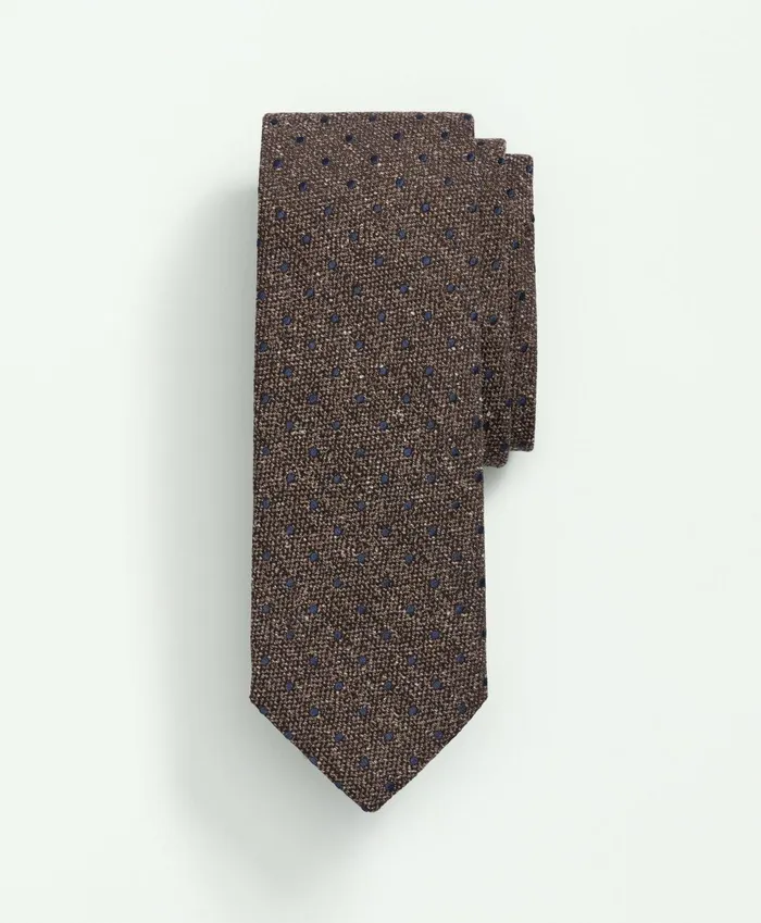 Men Silk Wool Flecked Dot Tie Brownnavy Brooks Brothers Ties and Pocket Squares