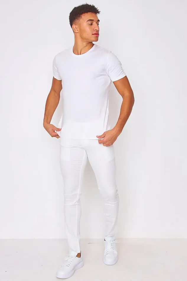 Men Slim Fit Chino Trousers In White White Brentiny Paris Pants