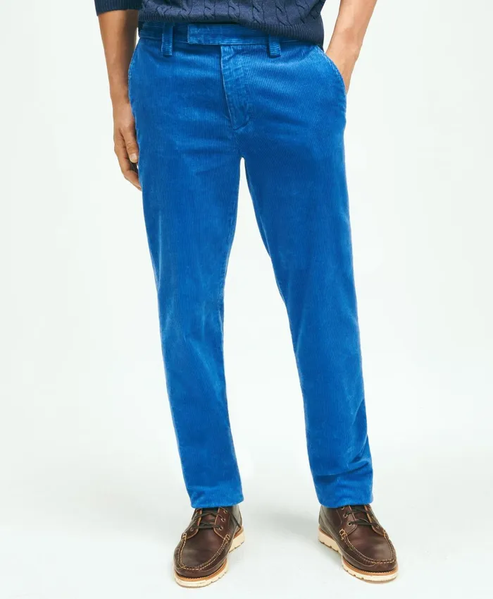 Men Slim Fit Cotton WideWale Corduroy Pants Blue Brooks Brothers Chinos and Casual Pants Men Slim Fit Cotton WideWale Corduroy Pants Blue Brooks Brothers Chinos and Casual Pants