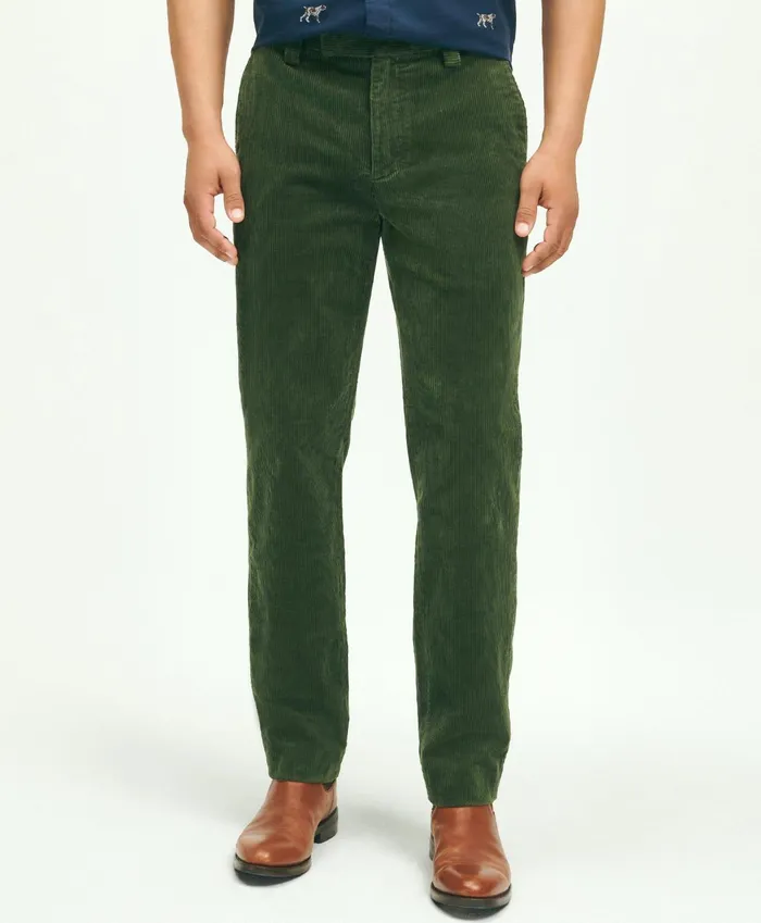 Men Slim Fit Cotton WideWale Corduroy Pants Dark Green Brooks Brothers Chinos and Casual Pants Men Slim Fit Cotton WideWale Corduroy Pants Dark Green Brooks Brothers Chinos and Casual Pants