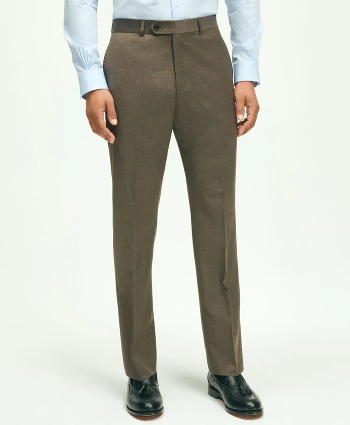 Men Slim Fit Wool 1818 Dress Pants Brown Brooks Brothers Dress Pants