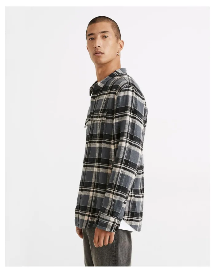 Men Slub Flannel Perfect Long Sleeve Shirt In Plaid Heirloom Blue Madewell Shirts Men Slub Flannel Perfect Long Sleeve Shirt In Plaid Heirloom Blue Madewell Shirts