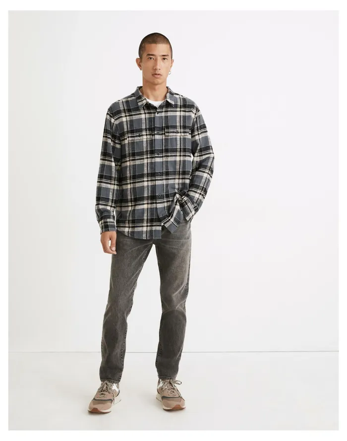 Men Slub Flannel Perfect Long Sleeve Shirt In Plaid Heirloom Blue Madewell Shirts Men Slub Flannel Perfect Long Sleeve Shirt In Plaid Heirloom Blue Madewell Shirts