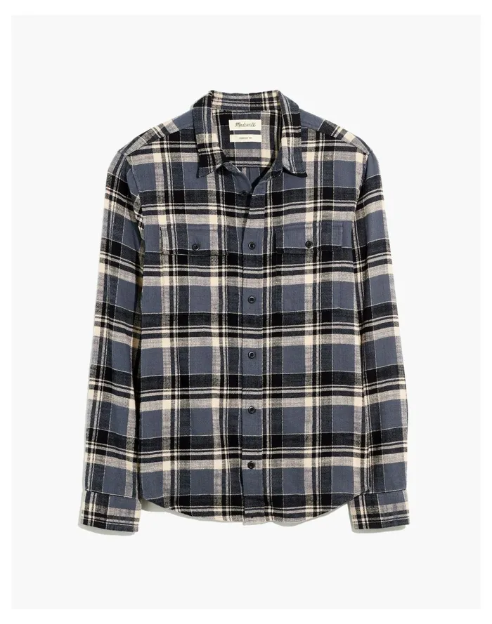 Men Slub Flannel Perfect Long Sleeve Shirt In Plaid Heirloom Blue Madewell Shirts Men Slub Flannel Perfect Long Sleeve Shirt In Plaid Heirloom Blue Madewell Shirts