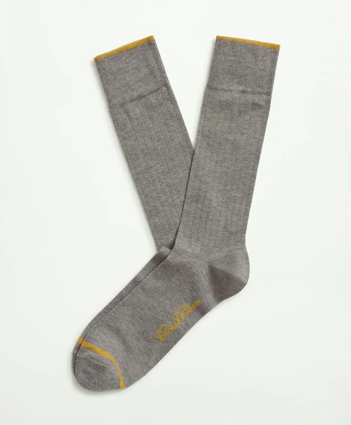 Men Solid Crew Socks Grey Brooks Brothers Sock