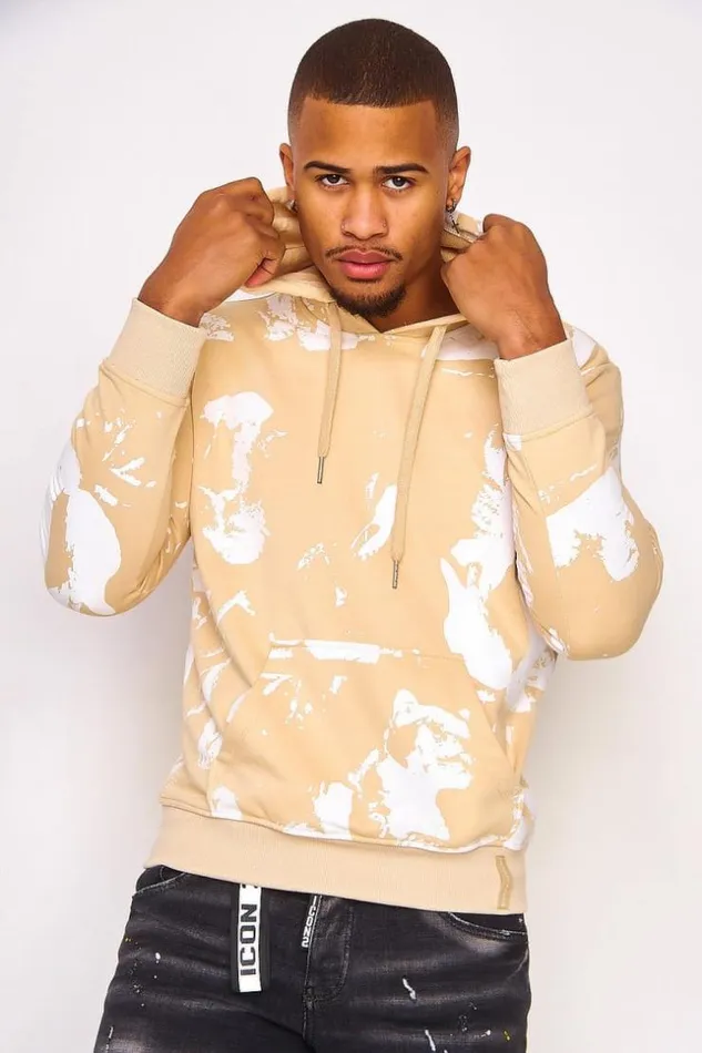 Men Stained Beige Hoodie Project X 8211 2120200 Beige Brentiny Paris Sweatshirts and Pullovers