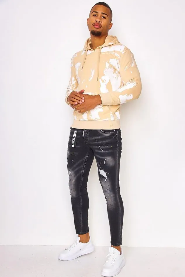 Men Stained Beige Hoodie Project X 8211 2120200 Beige Brentiny Paris Sweatshirts and Pullovers
