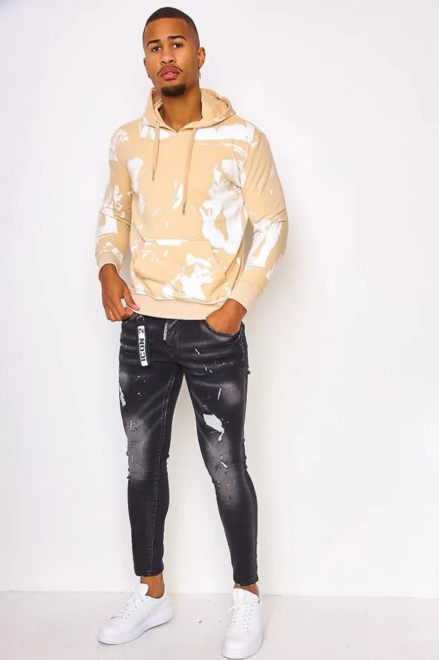 Men Stained Beige Hoodie Project X 8211 2120200 Beige Brentiny Paris Sweatshirts and Pullovers