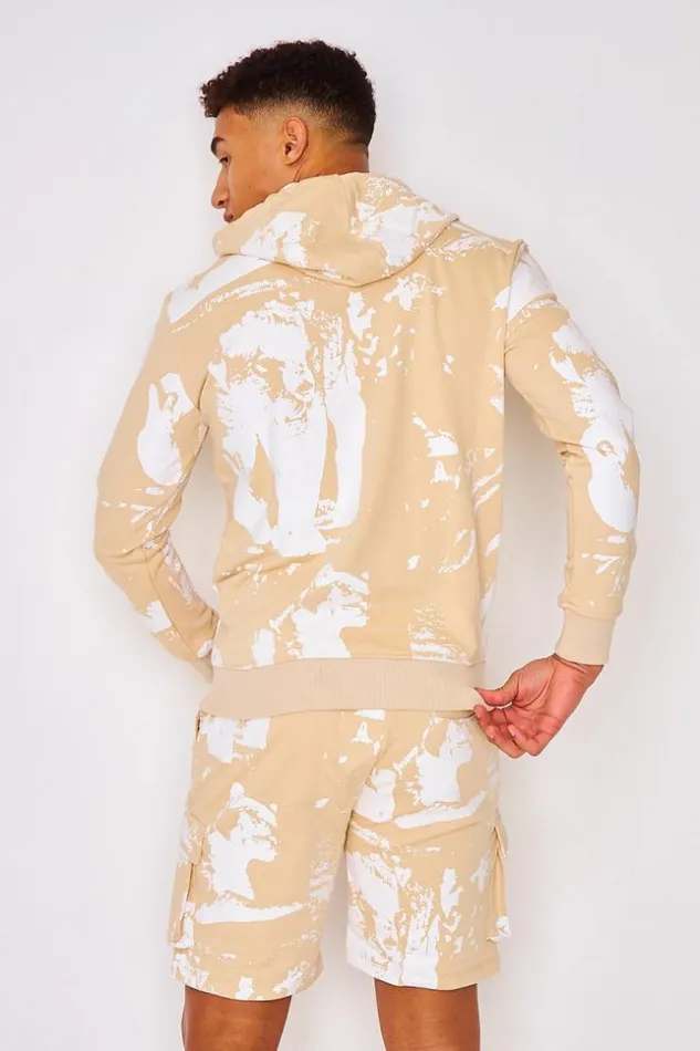 Men Stained Beige Hoodie Project X 8211 2120200 Beige Brentiny Paris Sweatshirts and Pullovers