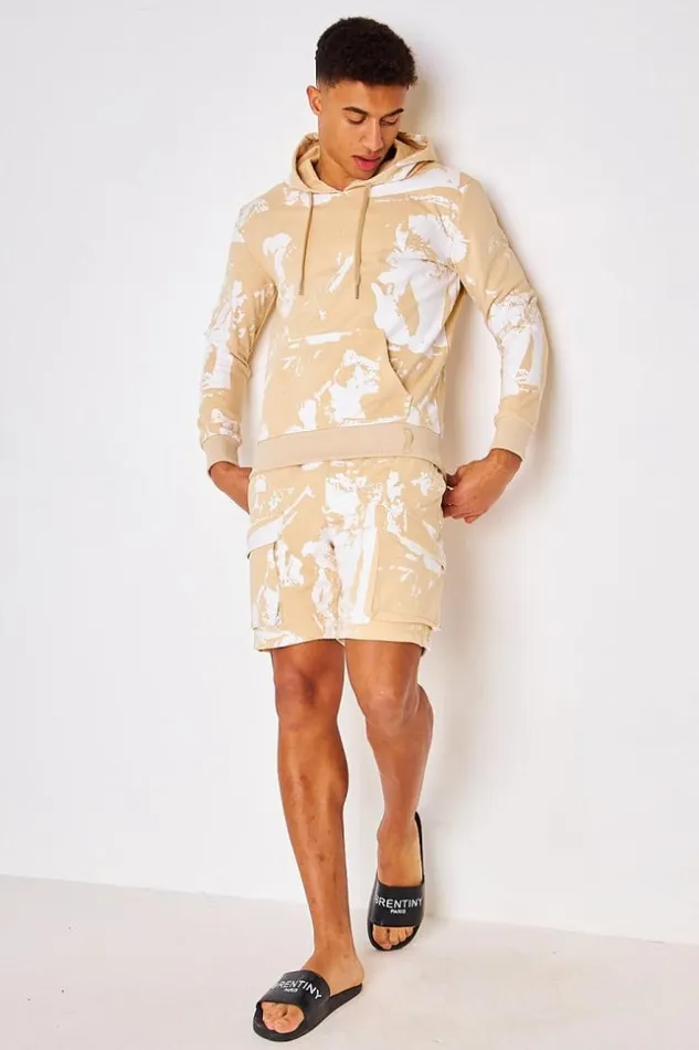 Men Stained Project X Cargo Shorts In Beige 8211 2140200 Beige Brentiny Paris Shorts