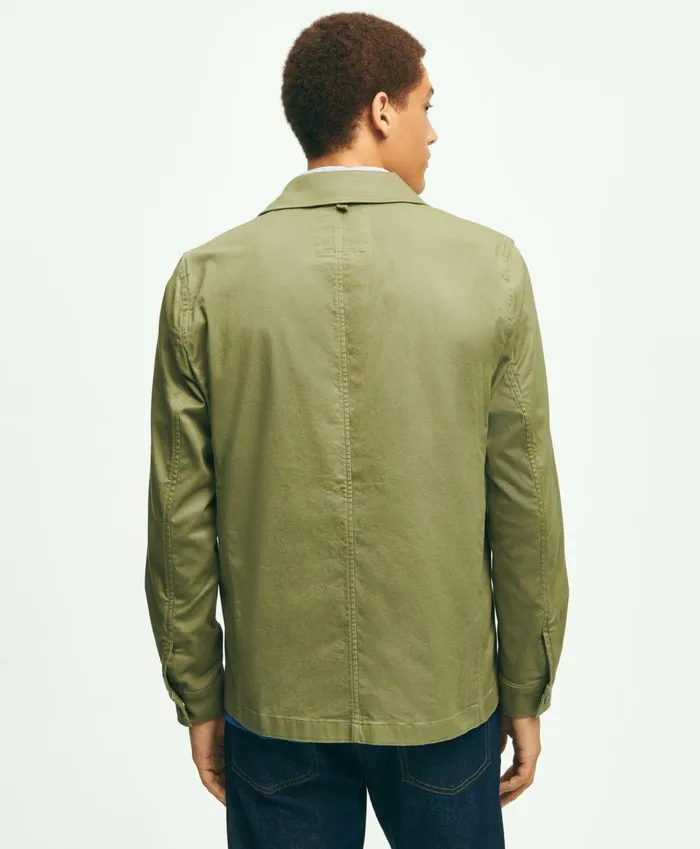 Men Stretch Cotton Twill Chore Jacket Olive Brooks Brothers Coats and Jackets