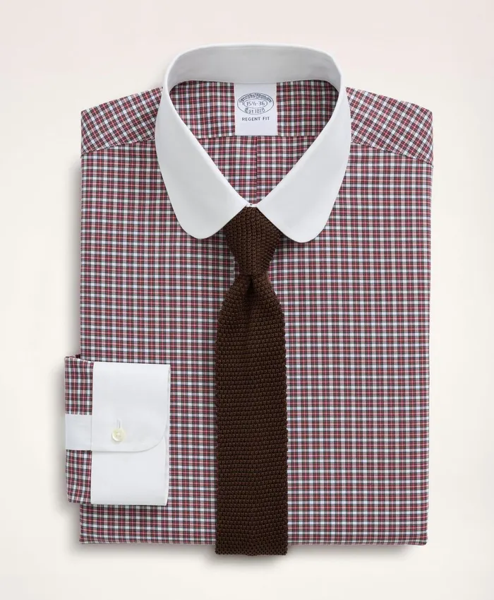 Men Stretch Regent RegularFit Dress Shirt NonIron Poplin Club Collar MicroTartan White Brooks Brothers Dress Shirts Men Stretch Regent RegularFit Dress Shirt NonIron Poplin Club Collar MicroTartan White Brooks Brothers Dress Shirts