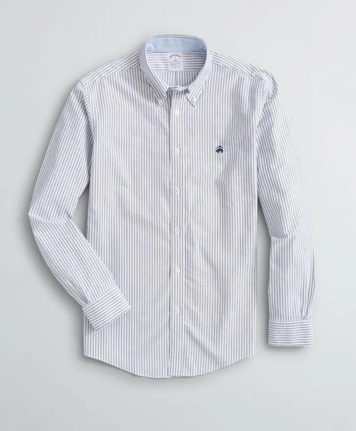 Men Stretch Regent RegularFit Sport Shirt NonIron Bengal Stripe Oxford Sodalite Brooks Brothers Sport Shirts Men Stretch Regent RegularFit Sport Shirt NonIron Bengal Stripe Oxford Sodalite Brooks Brothers Sport Shirts