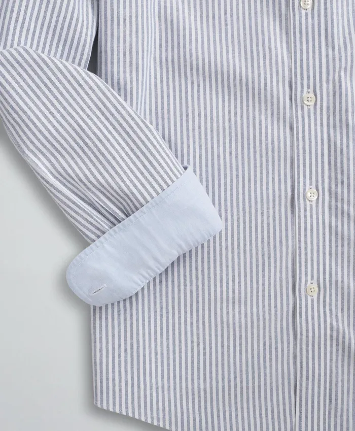 Men Stretch Regent RegularFit Sport Shirt NonIron Bengal Stripe Oxford Sodalite Brooks Brothers Sport Shirts