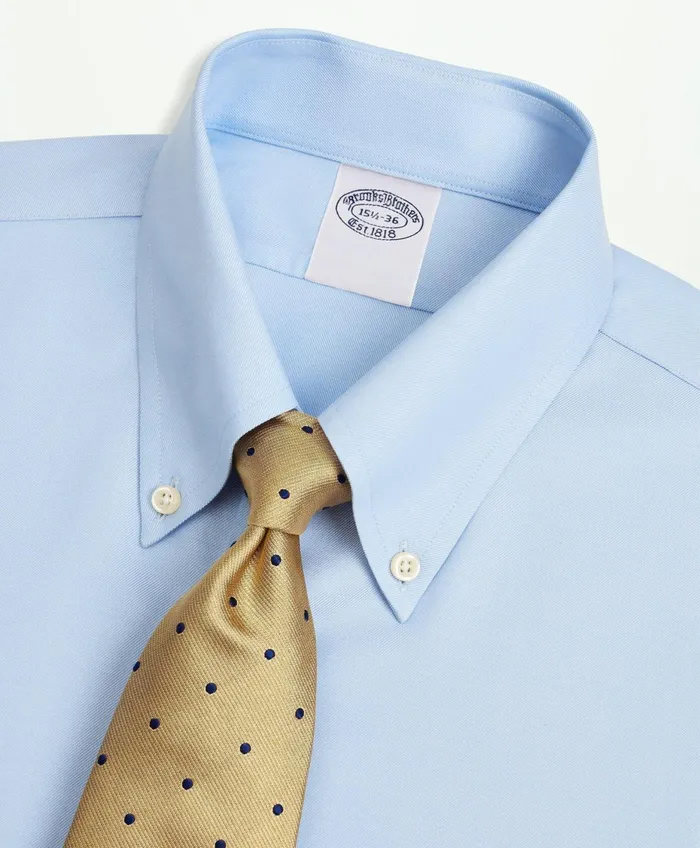 Men Stretch Supima Cotton NonIron Twill ButtonDown Collar Dress Shirt Light Blue Brooks Brothers Dress Shirts