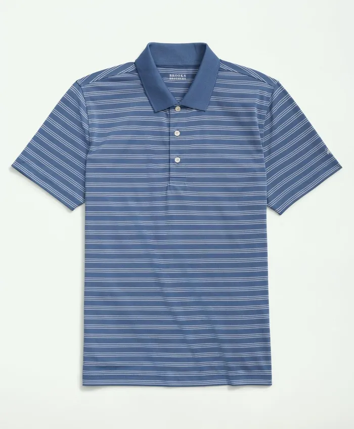 Men Striped Golf Polo Bluewhite Brooks Brothers Polo and Rugby Shirts