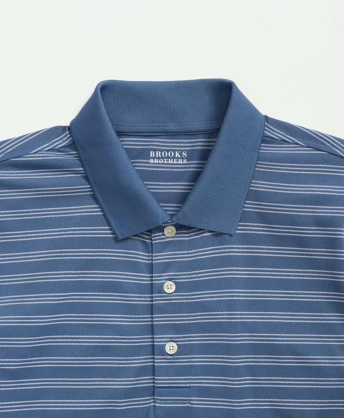 Men Striped Golf Polo Bluewhite Brooks Brothers Polo and Rugby Shirts