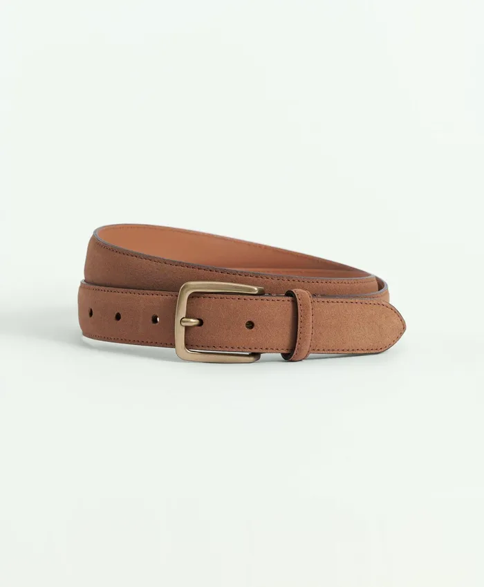 Men Suede Dress Belt Brown Brooks Brothers Belts