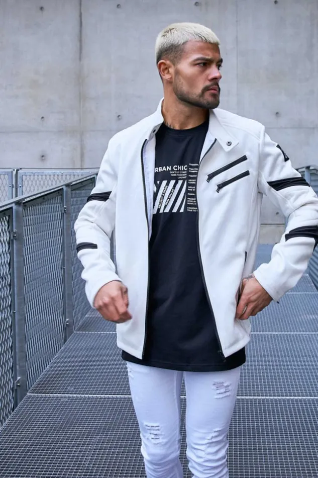 Men Suede Jacket In White 8211 Project X 8211 2030070 Brentiny Paris Jackets