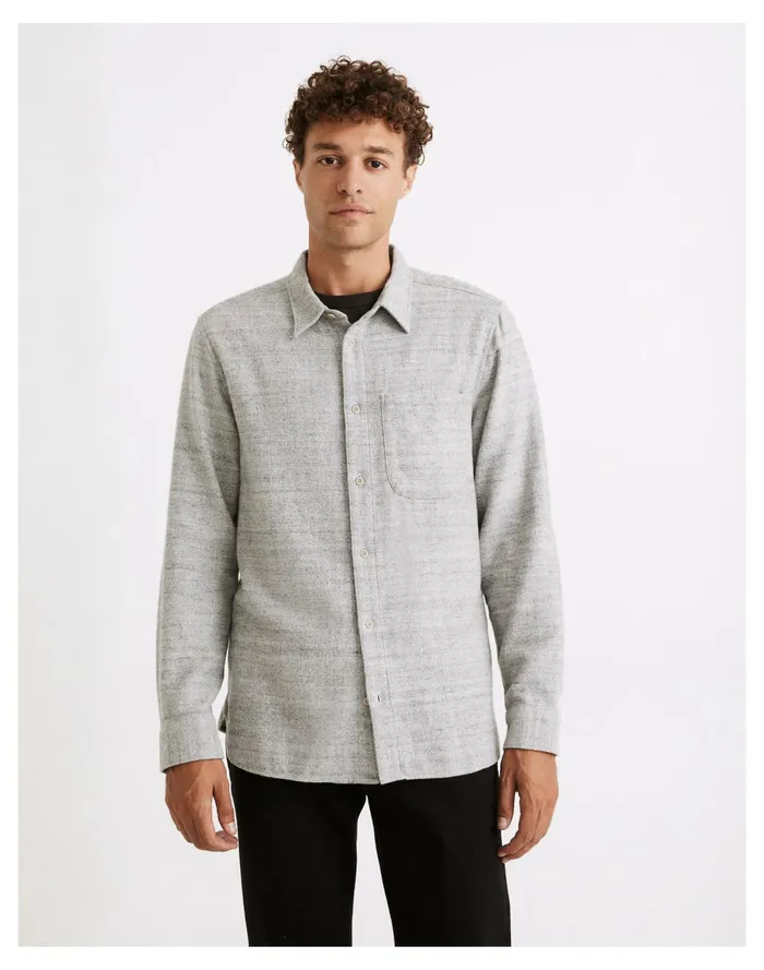 Men Sunday Flannel Perfect Long Sleeve Shirt Smoke Heather Madewell Shirts