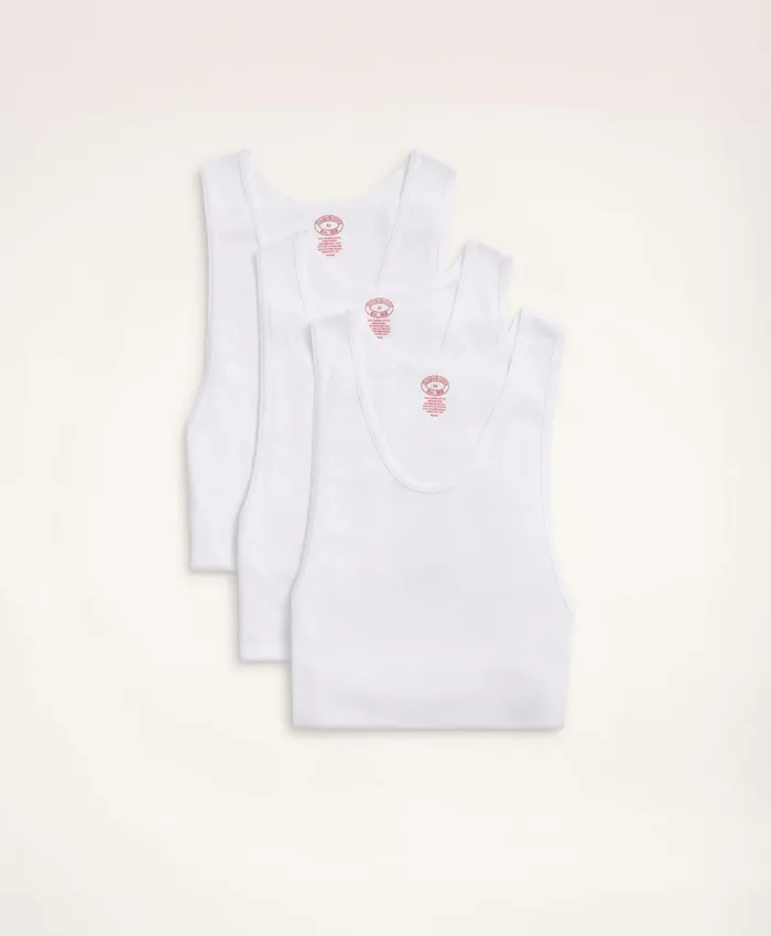 Men Supima Cotton Athletic Undershirt3 Pack White Brooks Brothers Underwear