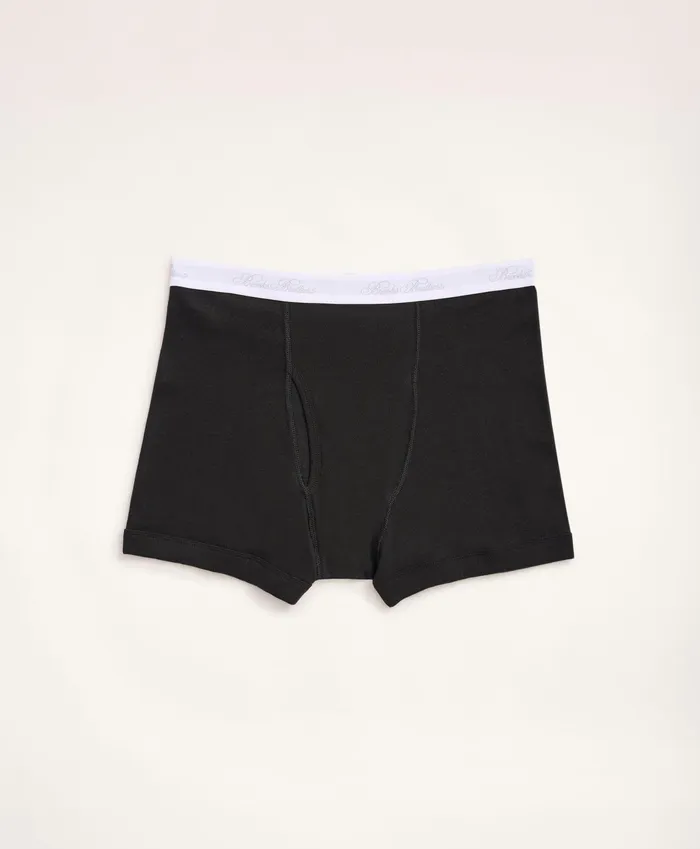 Men Supima Cotton Boxer Briefs3 Pack Black Brooks Brothers Underwear