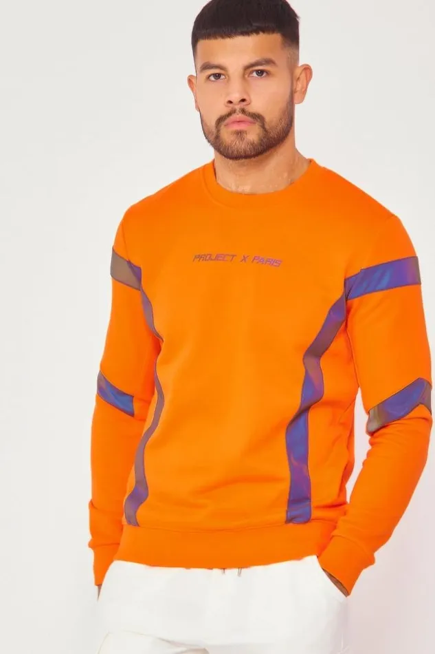 Men Sweatshirt In Orange With Stripes 8211 Project X 8211 2020082 Orange Brentiny Paris Sweatshirts and Pullovers
